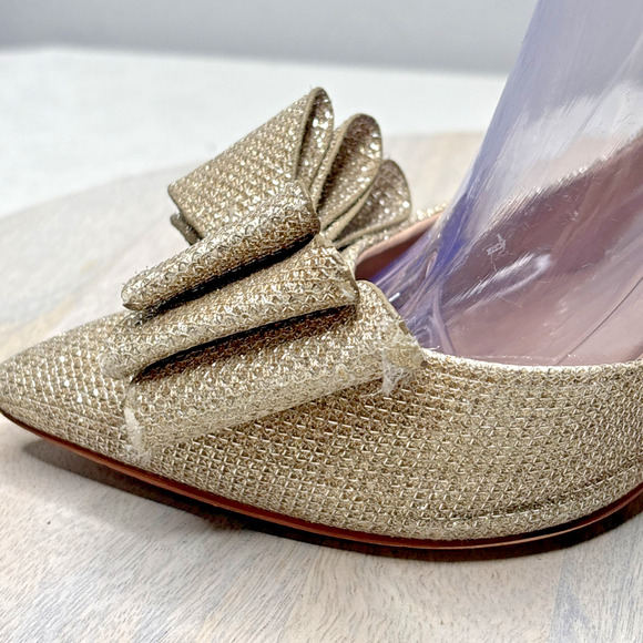 Betsey Johnson Gold Glitter Bow Stiletto Heels Pumps Women’s Size 8.5 - Picture 8 of 10